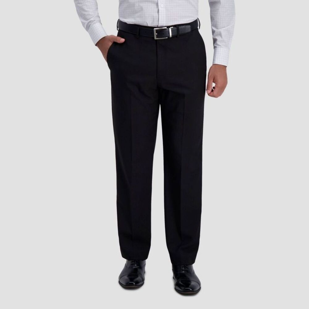 Men's Relaxed Leg Trousers - Black 36x32: Polyester Mid Rise Slash Pocket